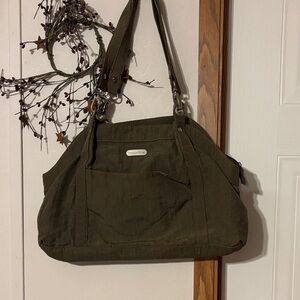 Baggallini Dark Green Shoulder Bag 10x15 with many compartments